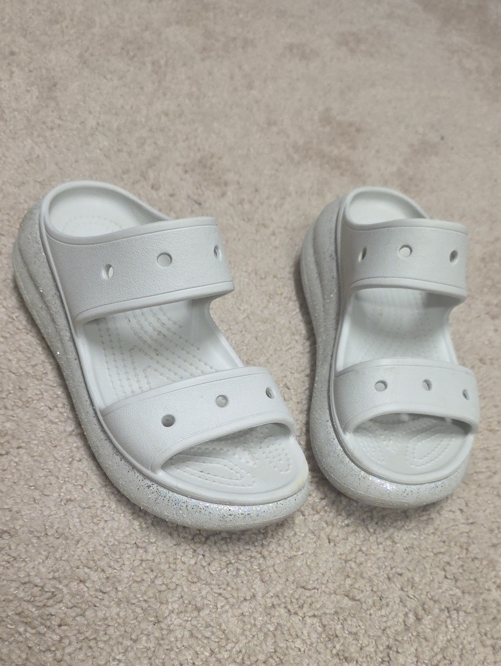 Crocs Crush Platform Slides – Gray Sparkle – Women's Size 6